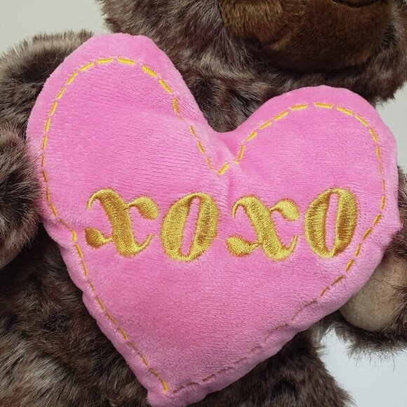 HugFun Brown Bear Valentine Heart XOXO Heart Pillow Stuffed Animal Plush - Picture 3 of 7